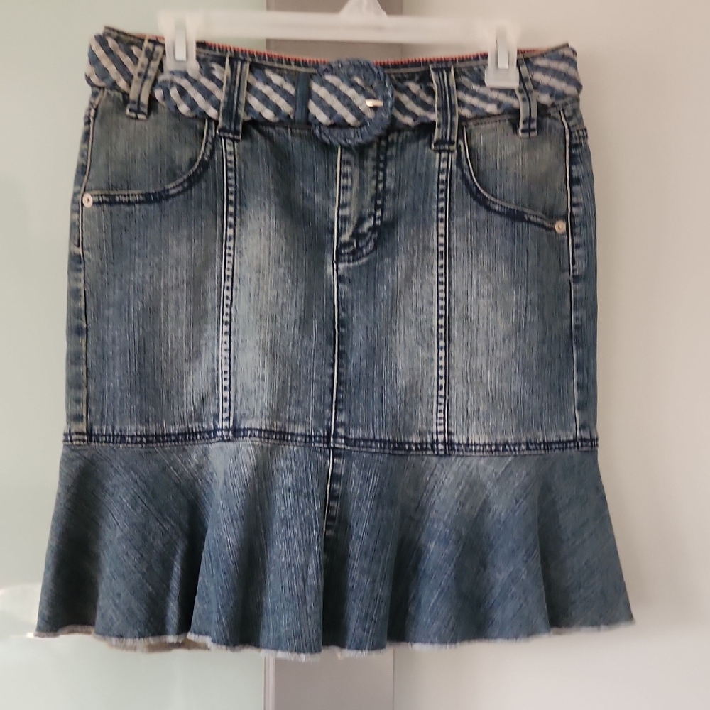 NWOT Dkny Size 2 Blue Ruffled Trumpet Mini Skirt